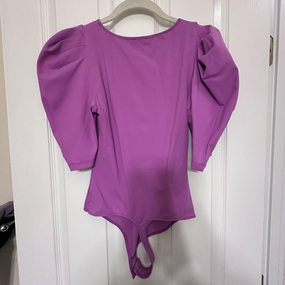 Free People Pink Body Suit with Puff Sleeves Women's Size XS NWOT - Picture 9 of 9